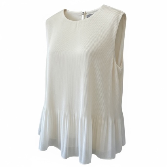H&M Cream Pleated Blouse with Rounded Neckline - Picture 1 of 6